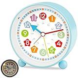 DTKID Wecker Kinder Jungen Mädchen,Analoger Wecker Kinder,Wecker Analoger Ohne Ticken,Wecker mit Lautem Alarm, Nachtlicht, Snooze, Batteriebetriebene Weckuhr für Kinder Schlafzimmer