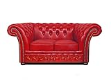 Chesterfield Bank Winfield Basic Luxus Leder | 2-Sitzer | 2 bis 4 Wochen Lieferzeit (Rot)