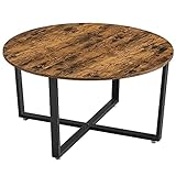 VASAGLE Couchtisch, Wohnzimmertisch, rund, Sofatisch, Kaffeetisch, Metallgestell, einfacher Aufbau, Industrie-Design, für Wohnzimmer, Schlafzimmer, vintagebraun-schwarz LCT089B01