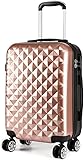 KONO Reise Koffer Trolley Rollkoffer 4 Rollen Zwillingsrollen Hartschalenkoffer Handgepäck M 55cm & 31 Liter ABS+PC (Nude-Upgrade)
