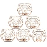 Romadedi Teelichthalter Kerzenhalter Metall Roségold - 6er Set Geometrisches Teelichter Kerzenständer Stumpenkerze Windlicht Modern Geo Deko für Tischdeko Party Hochzeit Wohnzimmer Weihnachten