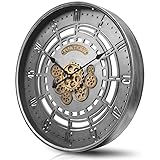 TOKTEKK 61 cm große Wanduhr mit echten beweglichen Zahnrädern, übergroß, lautlos, Steampunk, rustikale Vintage-Wanduhren aus Metall für Bauernhaus, Küche, Wohnzimmer, Dekoration