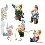 Gartendekorationen 4 Stück Harz-Gartenzwerge for den Außenbereich, lustige Dekorationen, Gartenarbeit, Feengarten-Zubehör, Mini-Gartenzwerge for den Außenbereich, Set mit Gartenstatuen