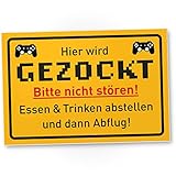 DankeDir! Hier wird gezockt - Kunststoff Schild - Partydeko Zocker Geschenkidee Deko Spielzimmer Schüler Türschild Zimmer Party - Teenager Geschenk Gamer Geburtstagsgeschenk Dekoration Jugendlicher