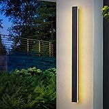 HMAKGG LED Wandlampe Aussen Anthrazit, Edelstahl Außenleuchte IP65 Wasserdicht Wandleuchte Aussen Modern Superhell Für Gärten, Terrassen, Außenwände, Warmweiss 3000K,30w/100cm