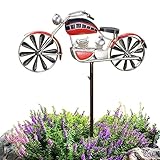 Hearthxy Windmühle Windrad GartenMotorrad Windspinner Windskulpturen Metall Windrad Gartenstecker Bicycle Garden Decoration for Gardens, Balconies, Yards, Patios