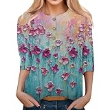 Bluse Damen Lässige Osterhase V-Ausschnitt Print Kurzarm Tasche Lose Top Carer Anzug Bluse Damen Elegant Kurzarm Tshirt Damen Baumwolle Tops Damen Rosa-i S