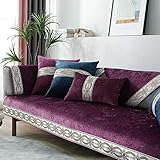Homeen Sofa Cover,Sofaschoner,sesselläufer,Wohnzimmer Sofa Dekoration umfasst Ecke Sofa Protector Abdeckung,Jacquard L-Form Couch Schonbezug,Premium Chenille Couch werfen-lila_70 * 70 cm