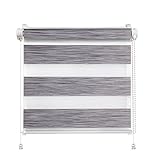 Clever-Kauf-24 Klemmfix Click 3 in 1 Doppelrollo Stone Kieselgrau | Duorollo auch für Wand- und Deckenmontage | fertig vormontiert für einfache Montage (85x150cm (Stoffbreite 81cm))