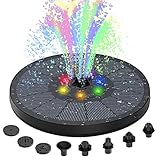 Tiptop Home 3W Solar Springbrunnen, 2023 Upgrade Solarbrunnen Teichpumpe Solar mit 8 Effekte, Solarbrunnen für Garten Solar Schwimmender Fontäne Pumpe mit Akku