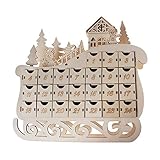 Schlitten Holz Adventskalender Countdown Party Dekor 24 Schubladen mit LED Licht