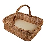 Weidentablett mit Henkel ca. 53x38x13 cm Eckig Braun Tablettkorb Korbtablett Serviertablett Handarbeit Holz Küche Garten Weide