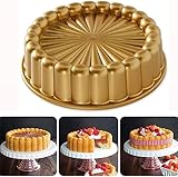 Exogio Charlotte Kuchen Form, Gold Backform Gugelhupf, Charlotte Kuchen Form Pfanne Antihaft, 10 inch Springform enzum Backen Geriffelter Kuchen Form, Danksagung Weihnachts Familie Kuchen Form