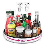 Lecon 360°Drehbarer Gewürzregal Organizer, 30 cm Drehteller Küche Gewürzregal Kühlschrank Organizer Eingedickt Rutschfest Kosmetik Organizer für Kühlschrank, Küche, Bad, Kommode (Schwarz)