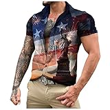 Herren Hawaiihemd Kariertes Trachtenhemd Overzised Fashion Sommershirt Herrenhemden Leinenhemd Sommerhemd Rundhals Baumwolle Shirt for Männer Warme T-Shirt