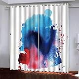 Schlafzimmer Vorhang Polyester 2 Stück Ösenvorhang Blickdicht Vorhänge Aquarell Rosa Blau Gardinen 3D Druck Verdunkelung Vorhänge Für Kinderzimmer Wohnzimmer Restaurant Fenster 183 X 214 cm (B X H)