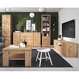 Lomadox Wohnwand Wohnzimmermöbel Set in Eiche Nb. 5-teilig | 1 Regal, 1 Stauraumschrank, 1 Sideboard, 1 TV-Lowboard, 1 Couchtisch