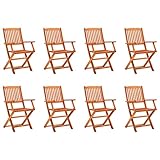 YUMENG Klappbare Gartenstühle 8 STK Hochlehner, Campingstühle, Lehnstühle, Wetterfest Stuhl, Garden Chair, Massivholz Eukalyptus