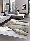 CARPETIA Designer Teppich Moderner Teppich Wohnzimmerteppich Kurzflor braun grau beige Größe 200 x 290 cm