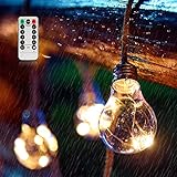 lichterketten für außen & innen,20 LED 7.6M Lichterkette glühbirnen aussen strom,8 Modi 4 Helligkeit lichterkette mit Fernbedienung für Gärten,Party,Hochzeit,Vintage Deko,Weihnachtsdeko(Warmweiß)
