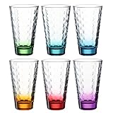 Leonardo Optic Trink-Gläser 6 er Set, spülmaschinenfeste Longdrink-Gläser, bunte Trink-Becher aus Glas, farbiges Getränke-Set, 6 Stück, 300 ml 025923