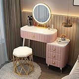 Schminktisch-Set, Schminktisch mit 3-farbigen Touch-Spiegeln und 4 Schubladen für Frauen und Mädchen, moderner Schminktisch, Aufbewahrungsschrank für Schlafzimmer, Badezimmer