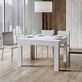 Itamoby ausziehbarer Tisch Bibi Effekt weiß gespachtelt L. 120 x H. 77 x T. 90 (bis zu 180 cm ausziehbar)