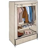 TecTake Kleiderschrank Stoffregal Garderobe Faltschrank mit 3 Schubladen & 1 Kleiderstange - Diverse Farben - (Beige | Nr. 402533)