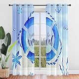 Hiseng Voile Vorhänge mit Ösen Durchsichtig Moderne Halbtransparent 2er Set Ösenvorhang für Fenster Wohnzimmer Schlafzimmer 3D Druck Elegante Transparent Gardine (107x213cm,Schwimmring B)