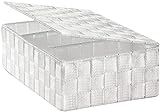Kobolo Regalkorb Aufbewahrungsbox - mit Deckel Unterteilung - weiß - 32x22x10 cm