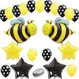 Two Large Honey Bee Mylar Folie Ballon Star Film Balloon Yellow Black Polka Dot Ballons for Bee Theme Baby Shower Geburtstagsparty Zubehör