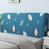 ERNZI Stretch-Kopfteil-Schonbezug,Blätter Bedruckt,Blauer Kopfteilbezug für California King Size Bett,Kopfteil-Dekoration,schmutzabweisend,Kratzfest,Möbelbezug