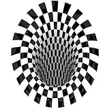 Garneck 3D-Teppich, Bodenmatte, runder Teppich, 3D-visuelle Illusion, zotteliger Teppich für Wohnzimmer, schwarz-weiß, kariert, runde Teppiche, visuelle Wirbel, rutschfeste Matte für Zimmer, 100 cm