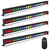 UKing LED Wall Wash Partylicht 24 x 3W LEDs RGB Bar Disco Lichteffekt mit Fernbedienung und DMX musikgesteuert Strobe Beleuchtung für DJ Disco Home Party Bühnenlichter, 4 PCS