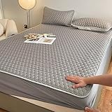 Double Spannbettlaken Stretch,Einfarbiges Latex-Spannbetttuch, Schlafzimmer-Hotel-Homestay-Matratzenauflage mit tiefen Taschen, Einzel-, Doppel- und Kingsize-Bett, grau, 90 x 200 cm (1 Stück)