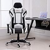 Hironpal Gaming Stuhl Home Office PC Schreibtisch Computer Racing Chefsessel Ergonomischer Drehstuhl 180° Neigbar Leder Stuhl Höhenverstellbar mit Lendenwirbel- und Kopfstütze Kissen 3D Armlehne