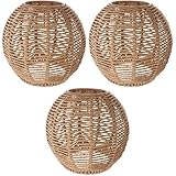 Angoily 3 Stücke Gewebt Lampenschirm Retro Rattan Gewebt Korb Decke Hängelampe Abdeckung Vintage Kronleuchter Lampenschirm für Esszimmer Wohnzimmer