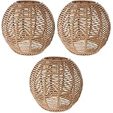 Angoily 3 Stücke Gewebt Lampenschirm Retro Rattan Gewebt Korb Decke Hängelampe Abdeckung Vintage Kronleuchter Lampenschirm für Esszimmer Wohnzimmer