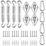 HHOOMY Sonnensegel Befestigungsset, Sonnensegel Zubehör Edelstahl Spannschraube Karabiner Montageset mit Schrauben für sicheren Montage von viereckigen und dreieckigen Sonnensegel