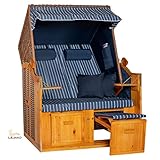 LILIMO Strandkorb Ostsee blau, Geflecht Natur, Variante C