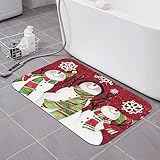 NOGRAX Niedlicher Schneemann, bedruckte Kieselgur-Matte, rutschfest, schnell trocknend, saugfähige Passform, Untertürmatte für Badezimmer, Badewanne, Dusche, 39,9 x 60 cm