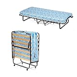 GOPLUS Gästebett 90×200 cm, Einzelbett klappbar mit Memoryschaummatratze, Stahlrahmen, 4 Universalrollen, Klappbett für Gästezimmer, Camping, Büro, Schlafzimmer & Wohnzimmer, Blau