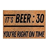 XZincer It's Beer:30 You're Right On Time Lustige süße Fußmatte Fußmatte Willkommen Freunde Fußmatte Lustige Fußmatte Neues Zuhause Fußmatte Balkonteppich (Khaki, One Size)