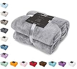 DecoKing Kuscheldecke 220x240 cm Silber Decke Microfaser Tagesdecke Fleece weich sanft kuschelig Stahl grau Grey Steel Silver Mic