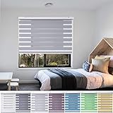 Jalousie Jalousette 30 x 200 cm Doppelter Stoff, durchscheinend Faltrollo Plisseerollo Inkl. Aller Montage-Teile für Fenster und Türen, Küche, Hellgrau
