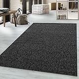 Taracarpet Kurzflor-Teppich Flachgewebe Schlingenteppich meliert Pflegeleicht für Wohnzimmer Schlafzimmer und Kinderzimmer Anthrazit Dunkelgrau 160x230 cm