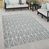 Paco Home In- & Outdoor Teppich, Terrasse u. Balkon, Wetterfest Skandinavischer Stil, Grösse:160x230 cm, Farbe:Grau