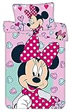 Minnie Maus Baby Kinder Bettwäsche Minnie Pink mit Herzen 100 x 135 Bettdecke 40 x 60 cm Kopfkissen 100 % Baumwolle