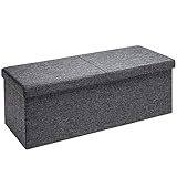 Casaria Sitztruhe mit Stauraum Deckel Klappbar Gepolstert Faltbar 131 L Stoff Dunkelgrau 115x40x40 cm Sitzbank Truhenbank Sitzbox