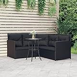 Yolola Balkonmöbel Lounge Klein Schwarz Ecklounge Ecksofa Poly Rattan Lounge Gartenmöbe Gartengarnitur Sitzgruppe Gartenmöbel Outdoor Sofa Garten Balkon Terrasse Outdoor